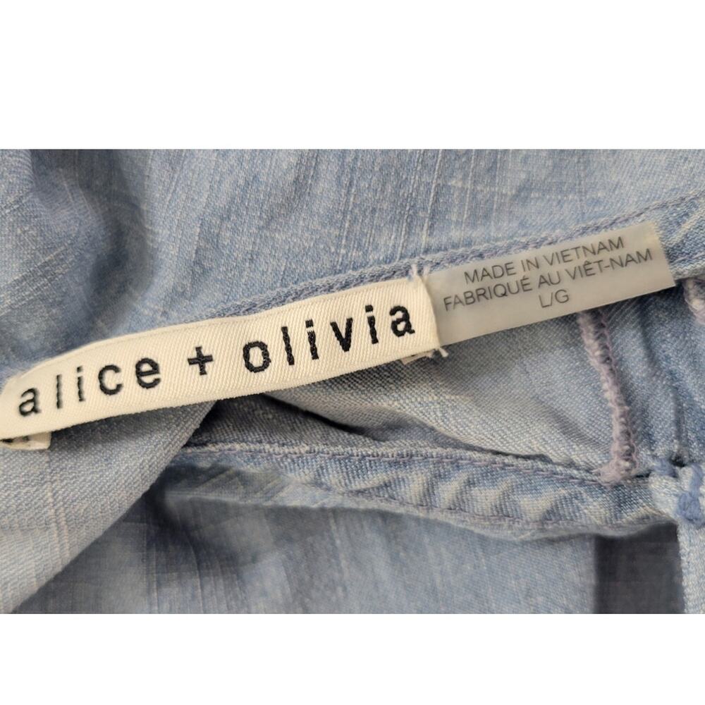 Alice + Olivia Top Womens Large One Shoulder Blue Nautical Beach Cottagecore Top - Picture 6 of 8